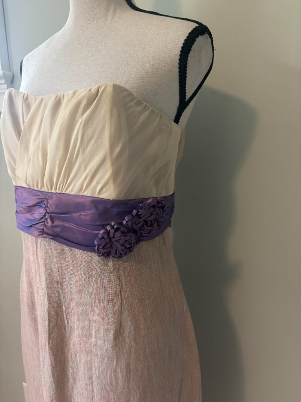 Tracy Reese New York Strapless Linen Colorblock Dress Size 8 Like New - Picture 2 of 6